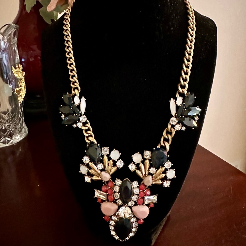 EVC J Crew Black and Gold Statement Necklace